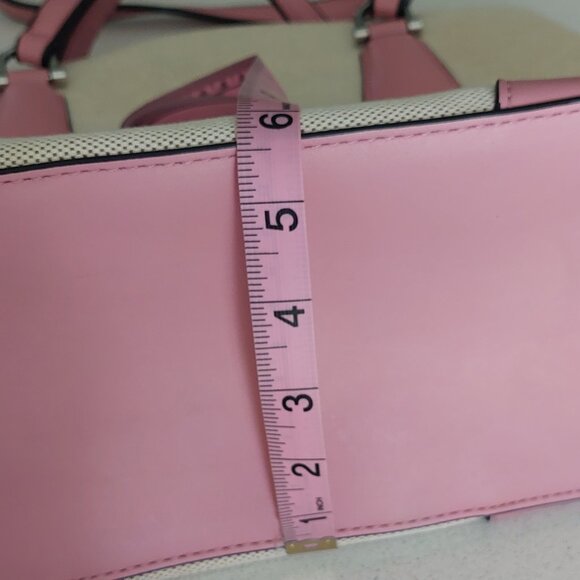 Nine West Pink & Beige Canvas Satchel Purse - Picture 16 of 16